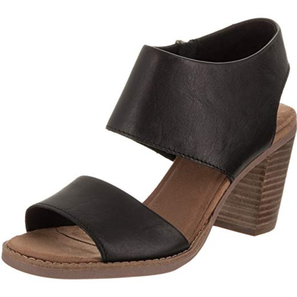 Toms black leather Majorca cutout sandal heels 6 W